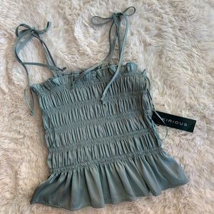 Sea Green Ruched Tie Tank 🍐